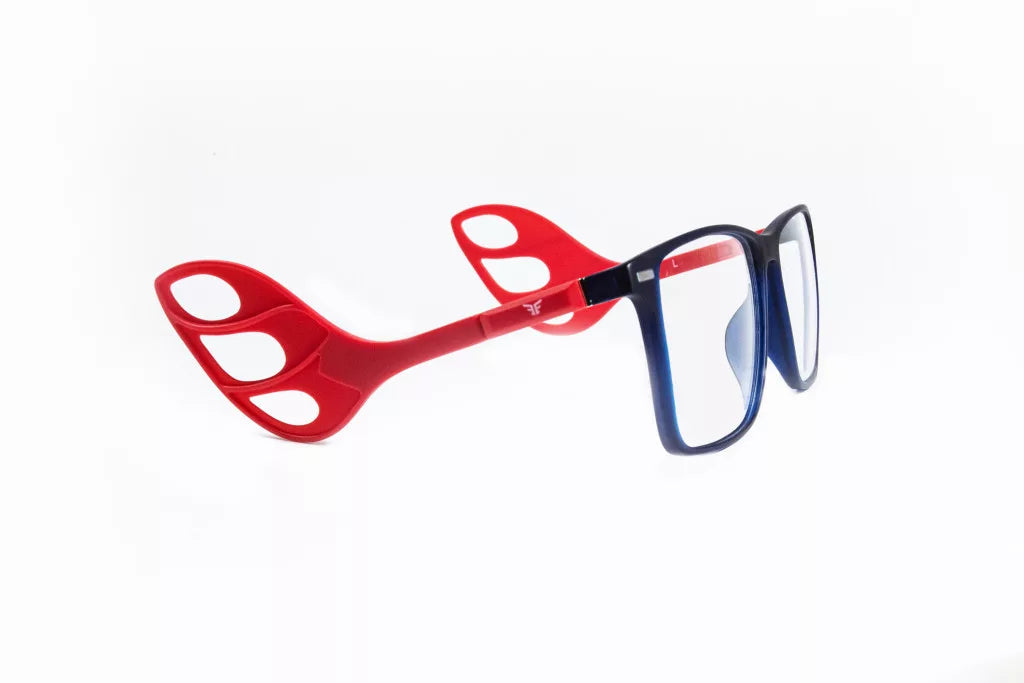 MOTOEYE H0001-C4 Motorradbrille Transparent Blau / Rot