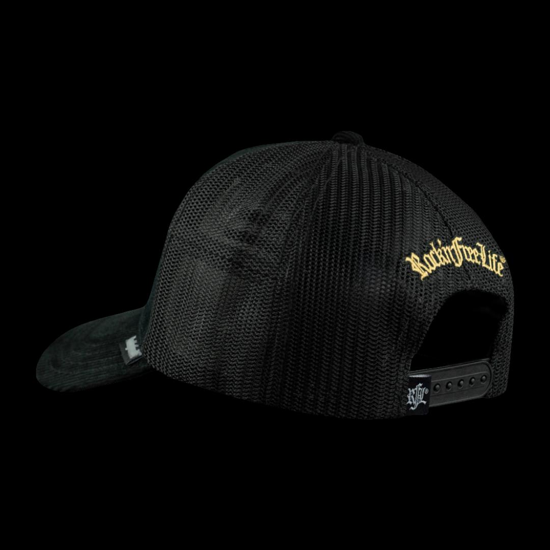 Trucker Cap N°268 BLACK HOLE SUN – Rückansicht mit Mesh und Snapback