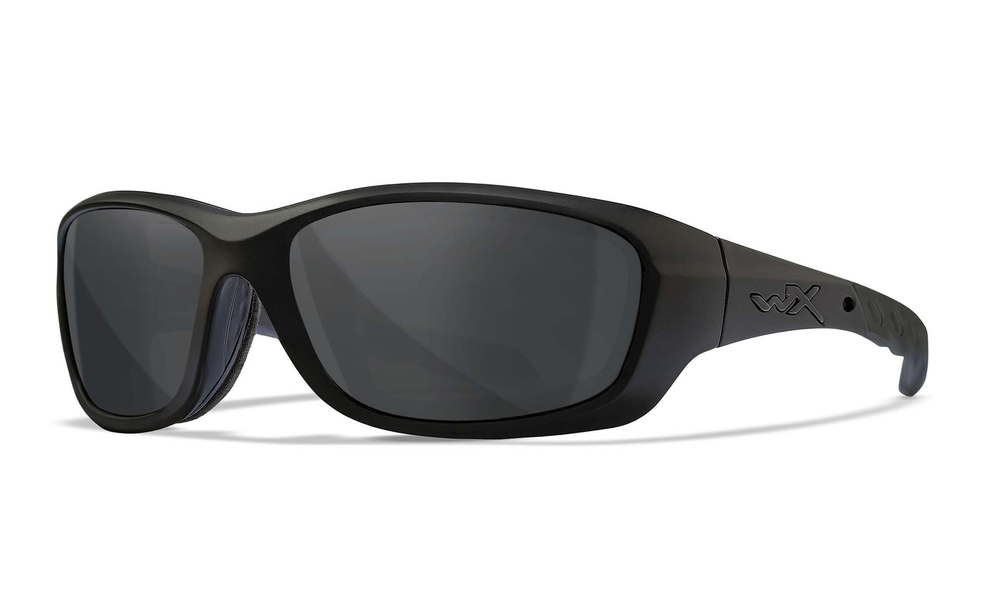 Wiley X WX Gravity Motorradbrille Matt Schwarz mit Smoke Grey Gläsern – Hauptansicht