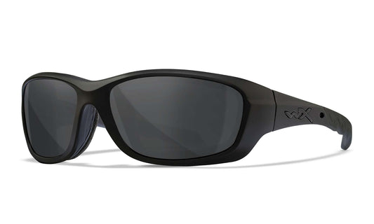 Wiley X WX Gravity Motorradbrille Matt Schwarz mit Smoke Grey Gläsern – Hauptansicht
