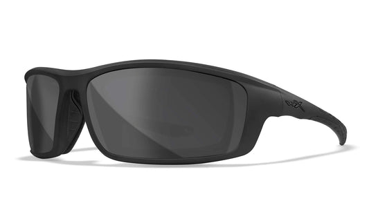 Wiley X WX Grid Motorradbrille Matt Schwarz mit Smoke Grey Gläsern – freigestellt ohne Hintergrund